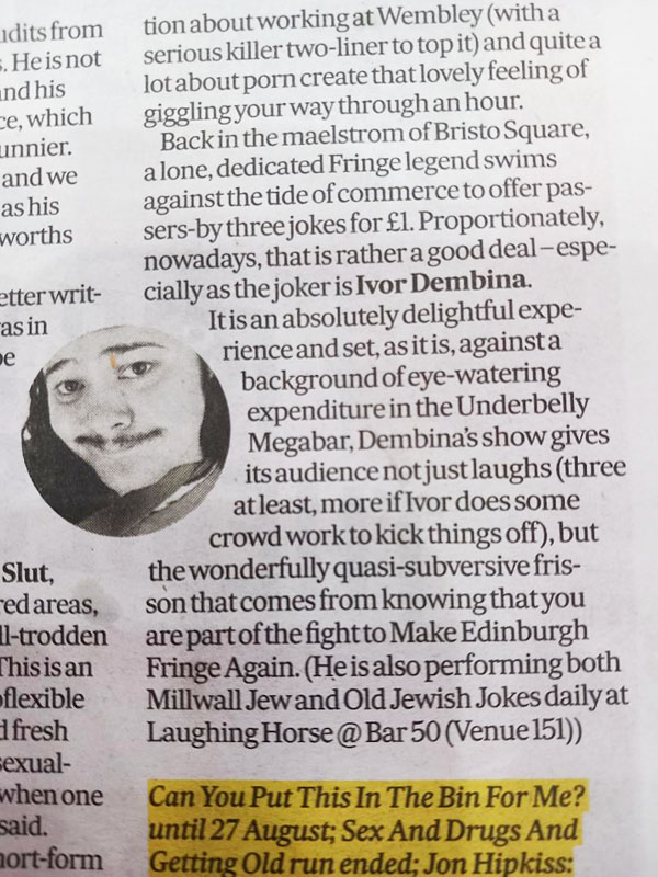 three jokes in Edinburgh